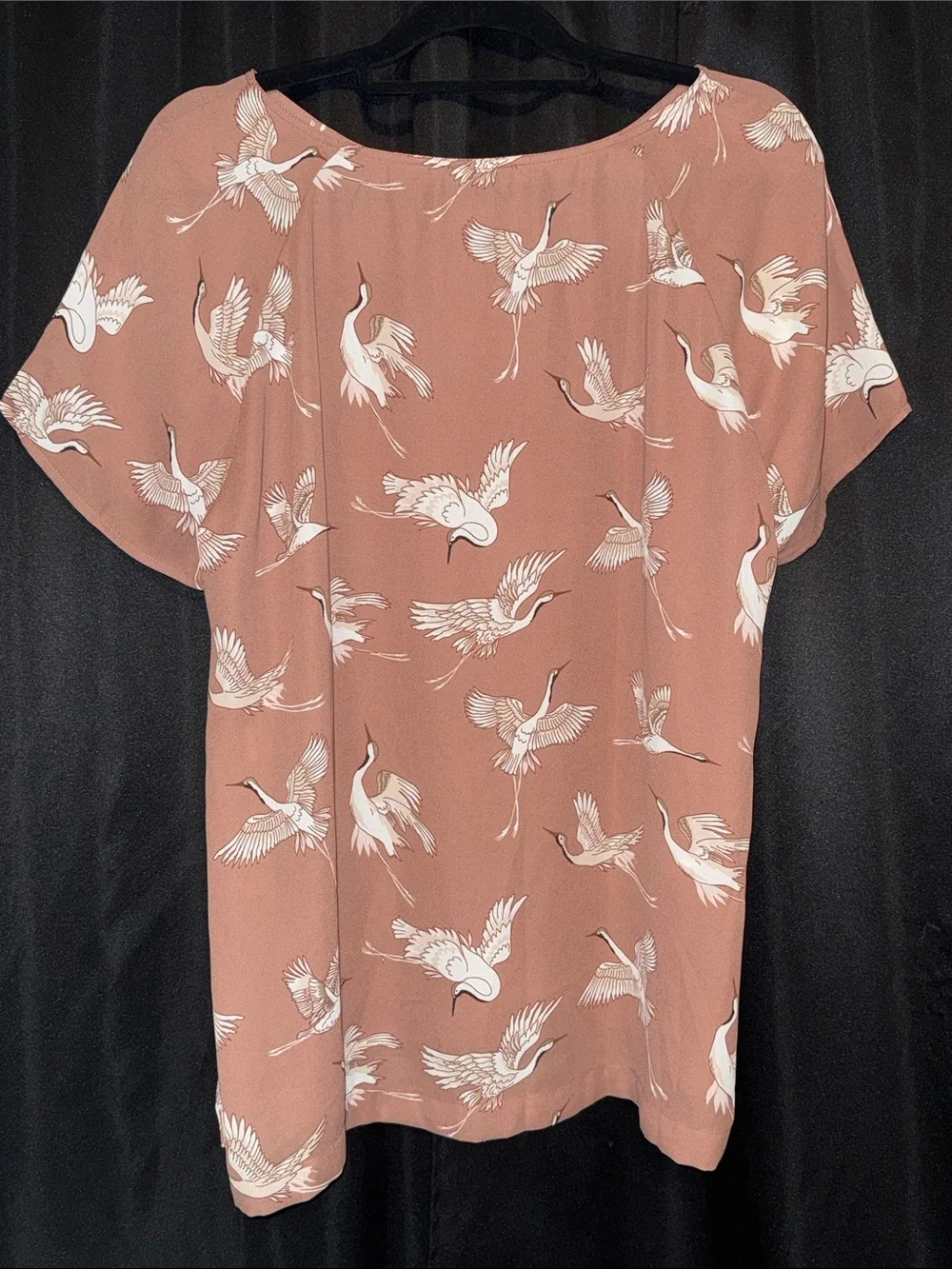 NWT XL Loft Oriental Crane Print - Dusty Rose / Blush Modern Tunic Blouse - Picture 3 of 6